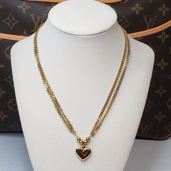 Elegant and Luxurious Heart Love Golden Stainless Steel Necklaces Faded- Free - Picture 1 of 13